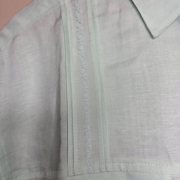 Cubavera Shirt Mens XL Green White Guayabera Embroidered Button Up Short Sleeven - Picture 9 of 17
